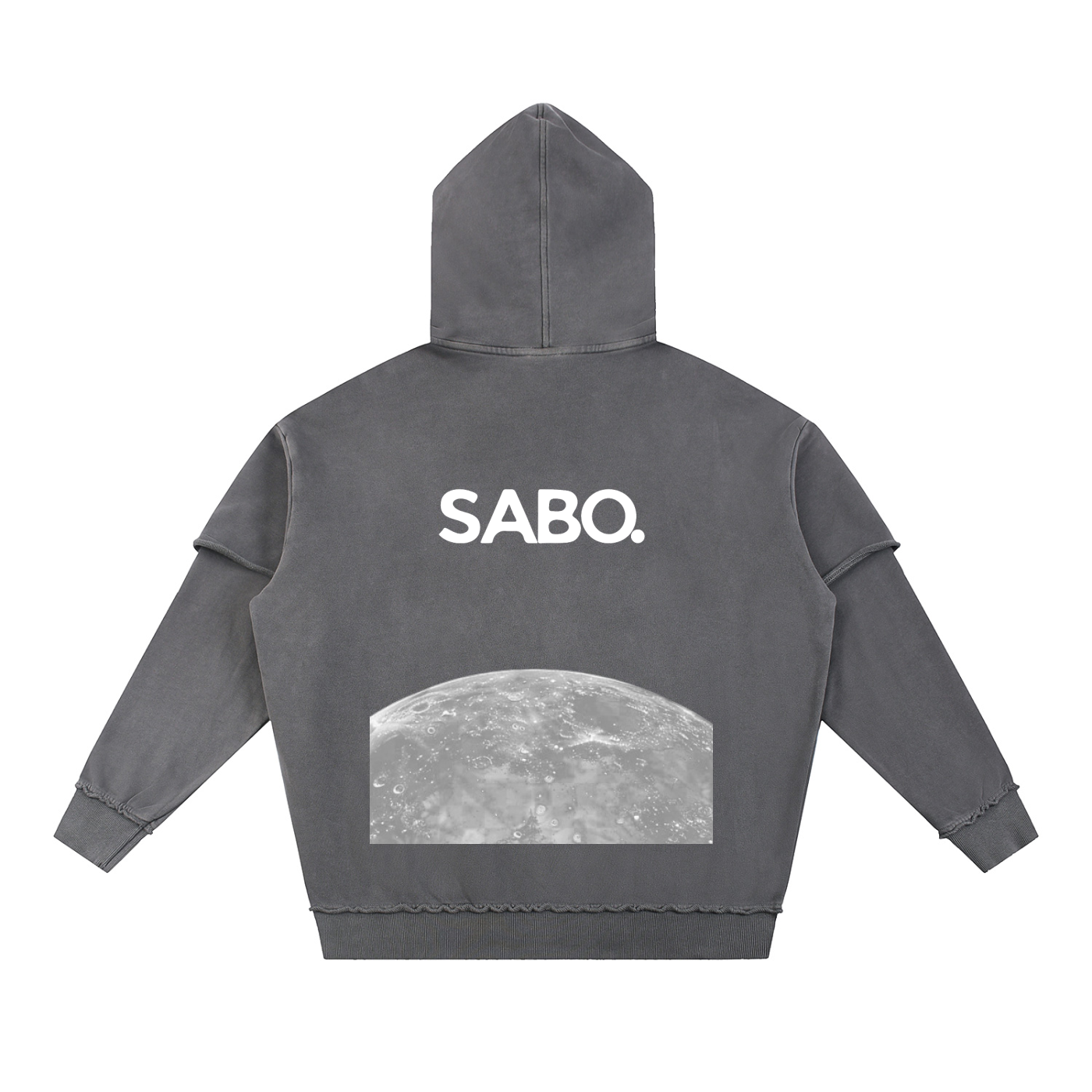 Snow Washed Raw Edge Double Layered Hoodie