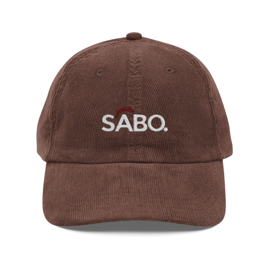 Vintage Corduroy Embroidered Cap — "SABO" Logo Casual Dad Hat