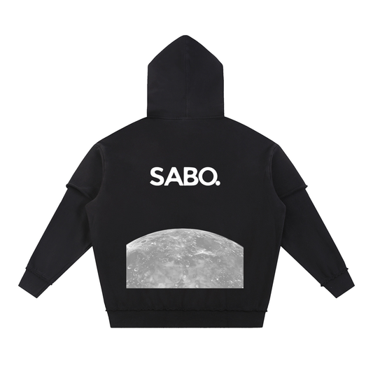 Snow Washed Raw Edge Double Layered Hoodie