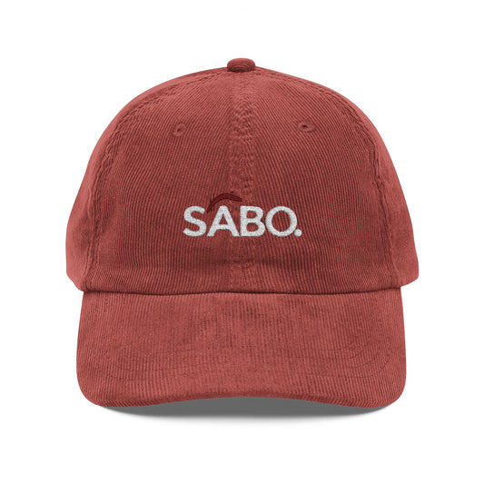 Vintage Corduroy Embroidered Cap — "SABO" Logo Casual Dad Hat