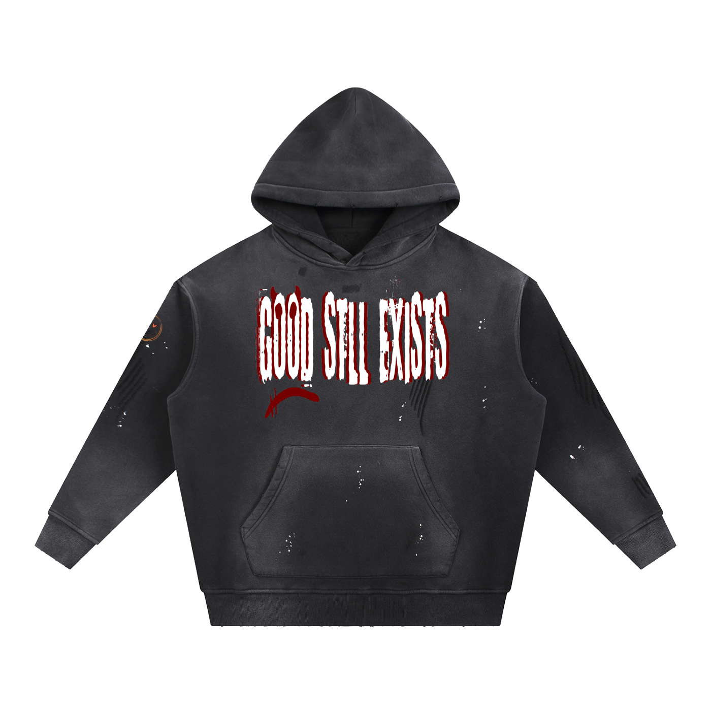 Vintage Washed Frayed Fleece Hoodie
