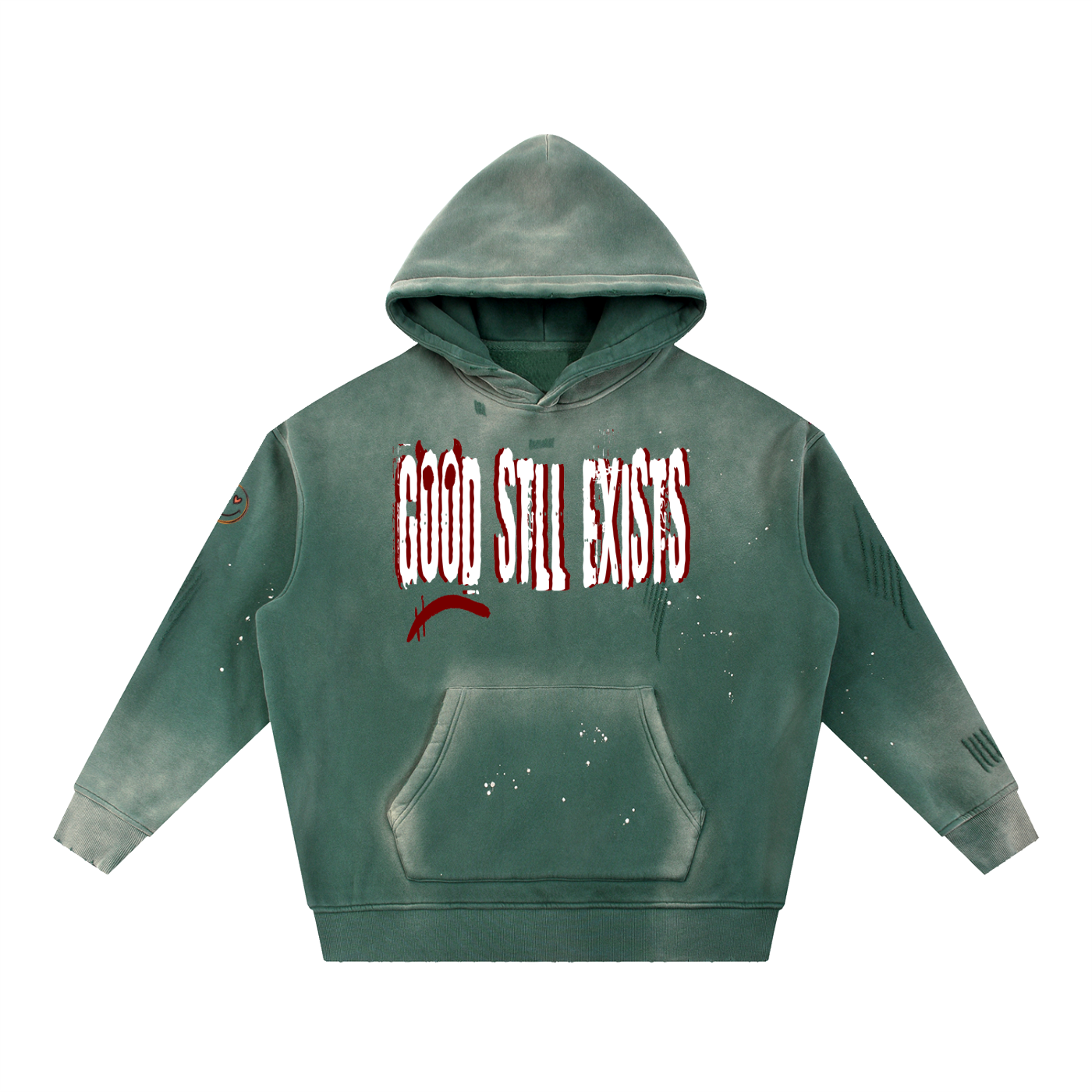 Vintage Washed Frayed Fleece Hoodie