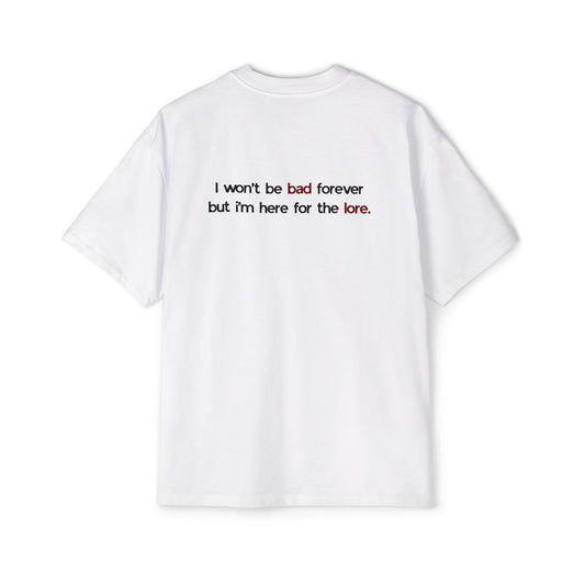Friends Band Logo Tee — 'I won’t be bad forever but I’m here for the lore' Oversized Men’s Shirt