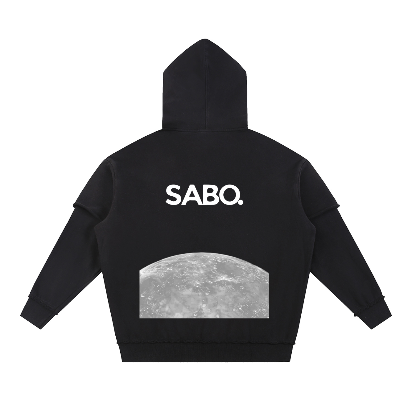 Snow Washed Raw Edge Double Layered Hoodie