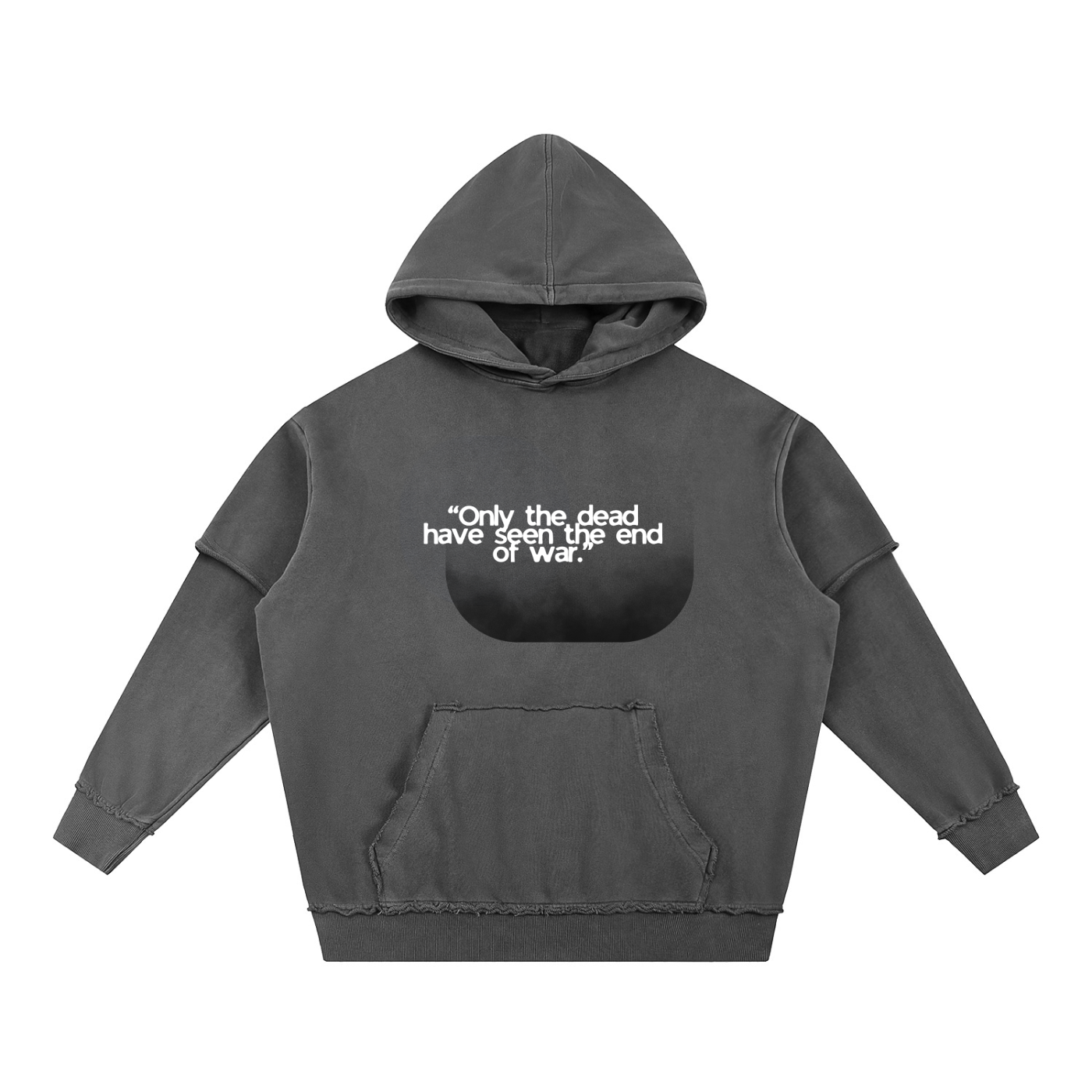 Snow Washed Raw Edge Double Layered Hoodie
